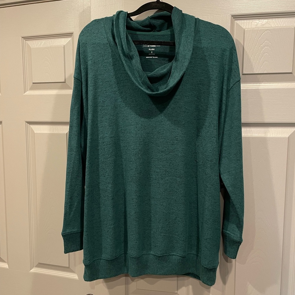 Super Soft Plush Cowl Neck Long Sleeve Tunic Sweatshirt